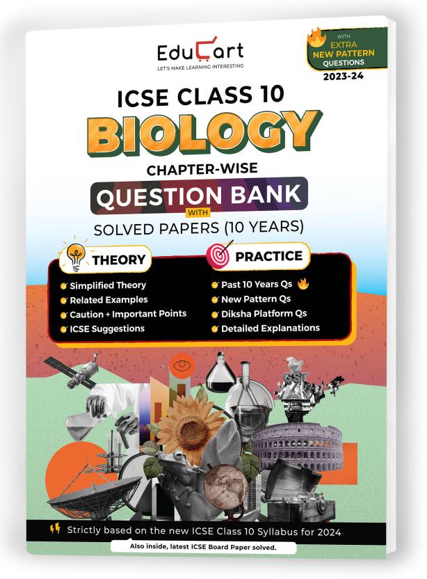 Educart ICSE Class 10 Question Bank + Solved Paper 2024 Biology (based ...