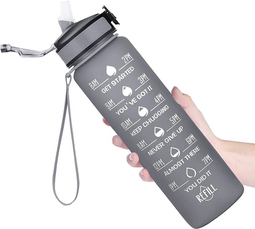 Nulomi Water Bottle with Motivational Time Marker & Straw, BPA Free 1000 ml Plastic Bottle With Drinking Glass - Buy Nulomi Water Bottle with Motivati