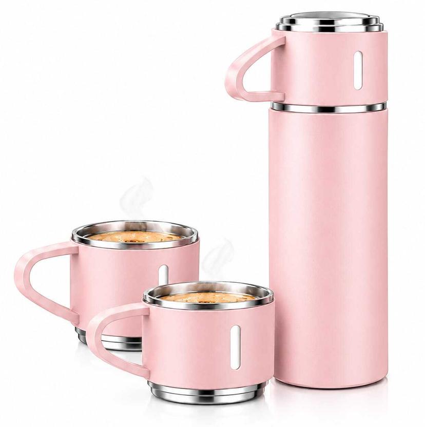 Himon Flask Gift Set with Two Cups Hot&Cold Steel