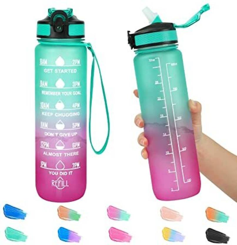 Svt Household 32 Oz Large Water Bottle With Time Marker ,1l 