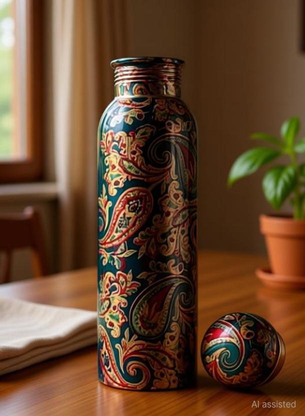 BRIJAZA Green Designer Print Copper Water 1000 ml