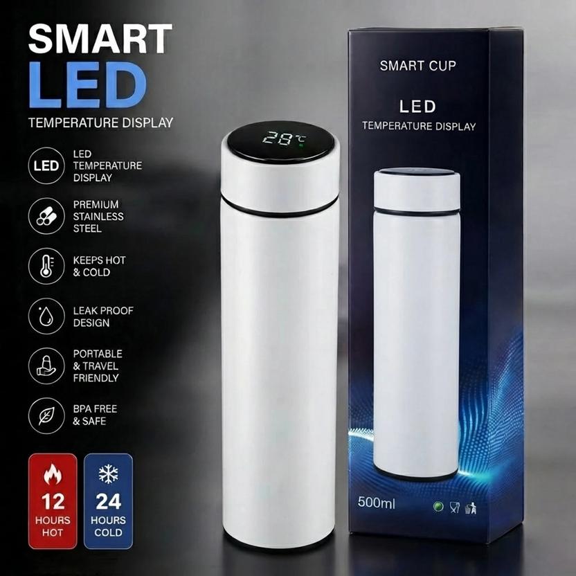 MyGift4U 500ml Smart LED Temperature Display Stainless