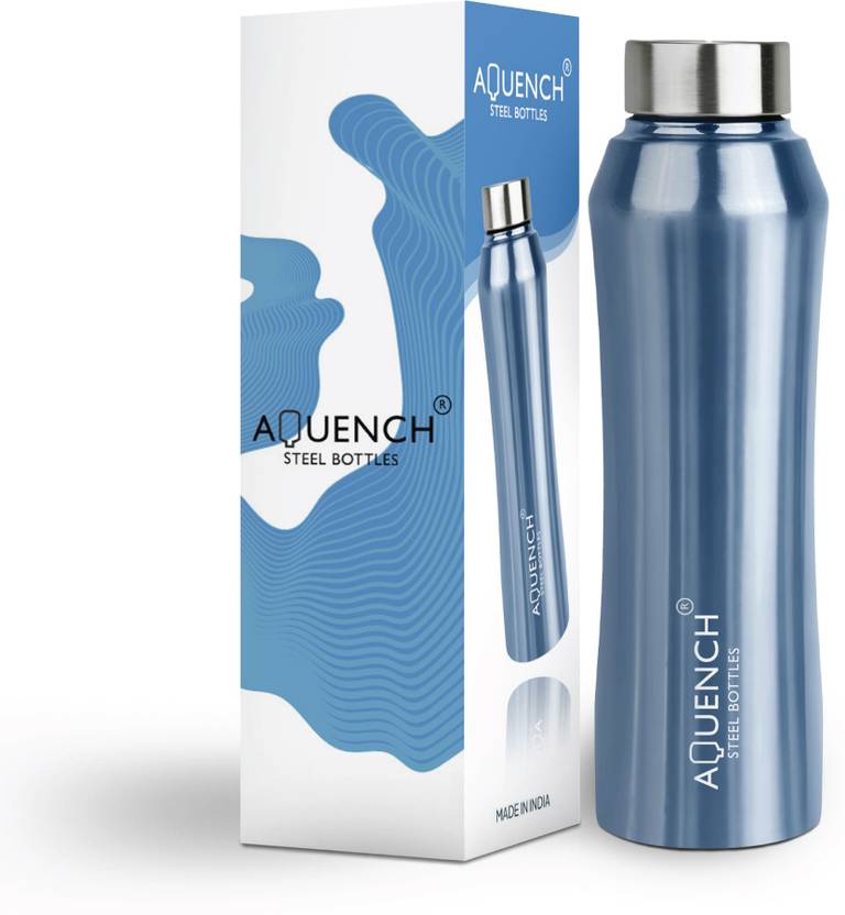 AQUENCH RUSH 1L Stainless Steel Metallic Blue Coloured Water Bottles 1000 ml Steel Bottle