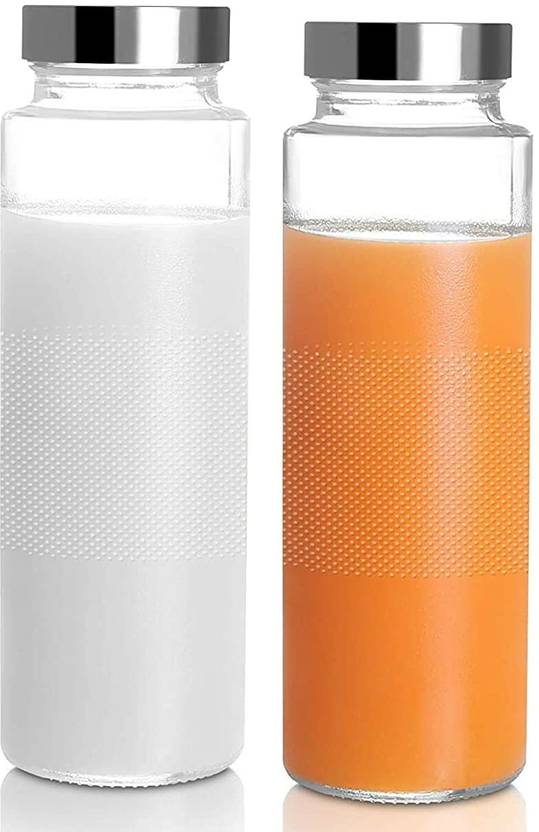 TINSUHG Glass Water Bottle with LeakProof Airtight Stainless Steel Lid
