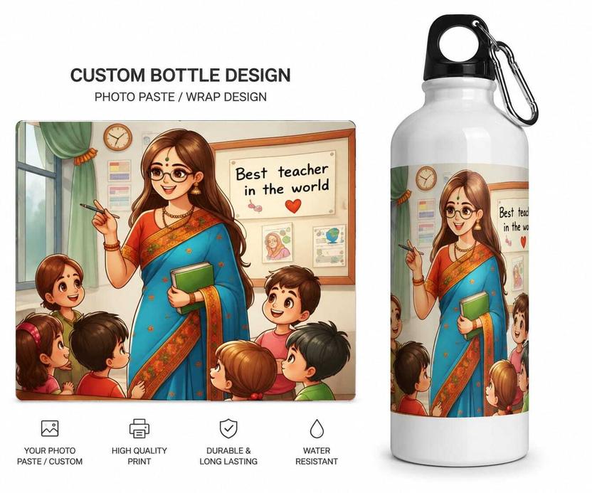AM ELECTROHUB Custom Photo Best Teacher Sipper Bottle