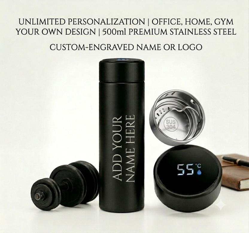 ZYRAPENS Mart LED Temperature Bottle - Personalized