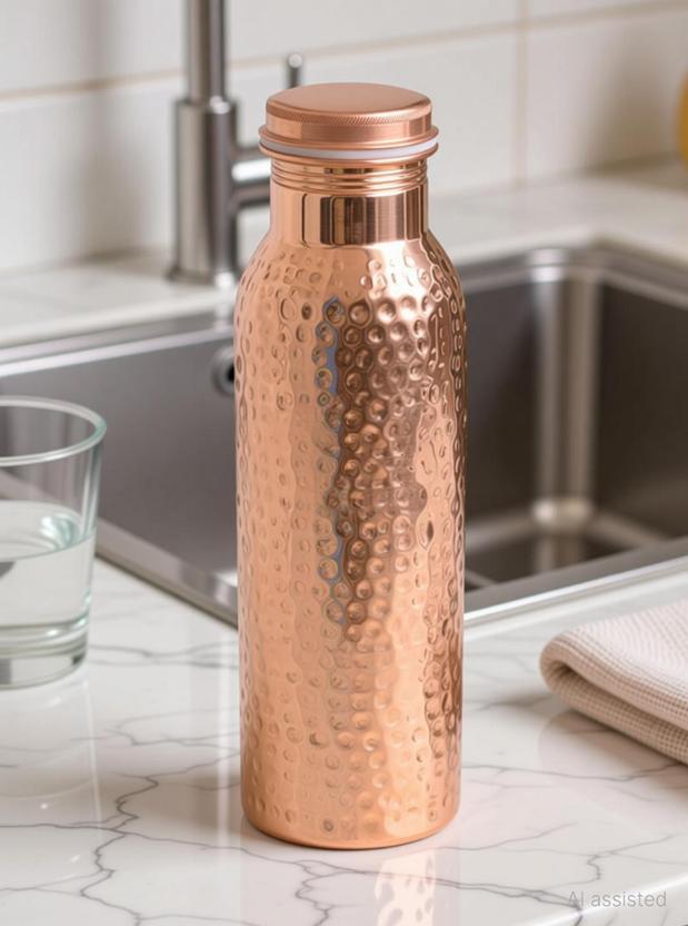 Tanmay Hammered Copper 1 L Hand Made Water Bottle