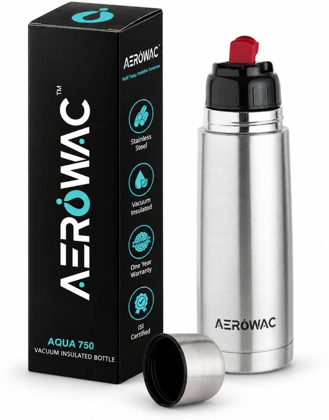AEROWAC Aqua Double Wall Vacuum Insulated Hot & Cold Water Bottle/BPA-Free & Leakproof 750 ml Stainless Steel Flask