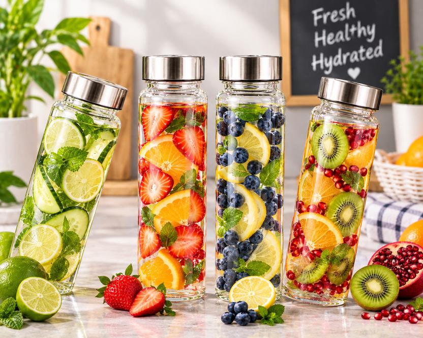 JENMAENTERPRISE Fruit Infuser Glass Water Bottle 500 ml