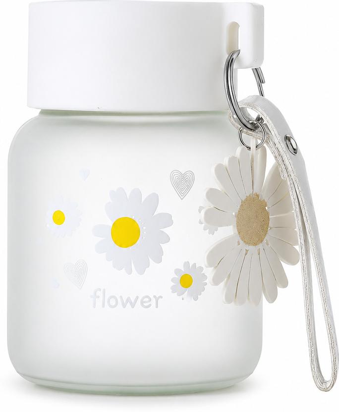VegnA Frosted Glass Water Bottle with Lid Portable