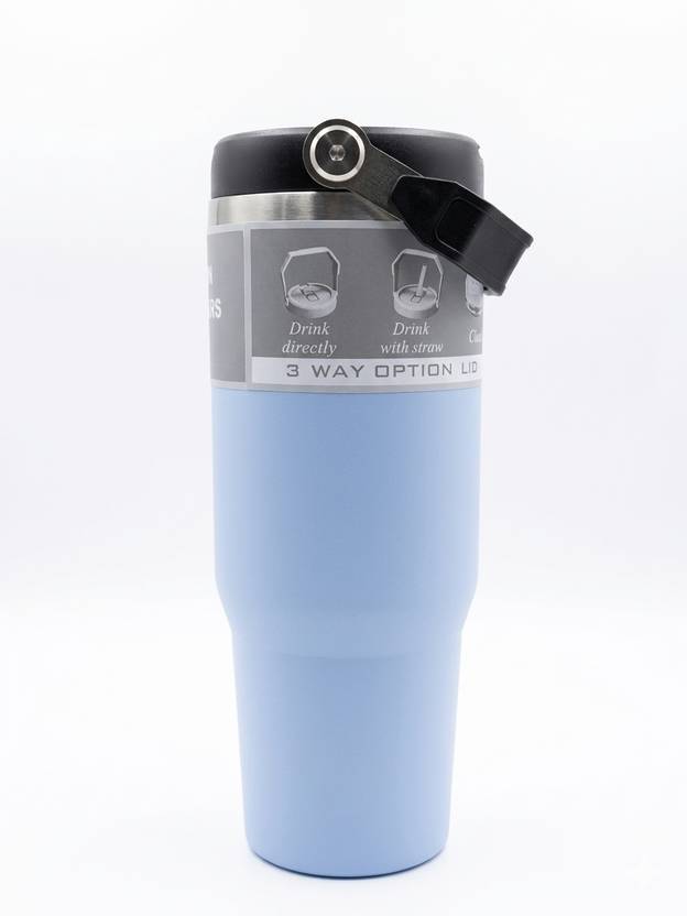 INSULATED Stainless Steel Travel Tumbler 900ml with Handle, Black 900 ml Stainless Steel Sipper