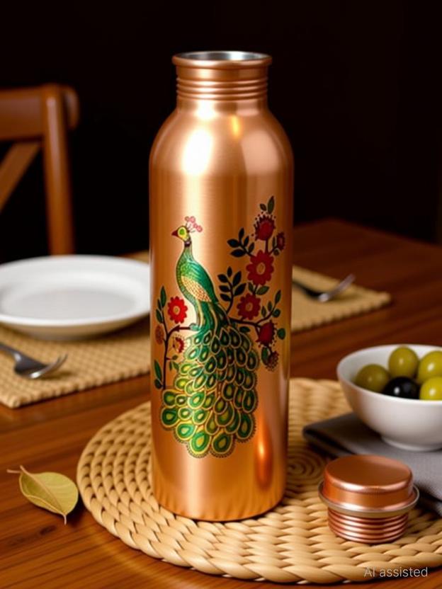 BRIJAZA Antique Peacock Printed Lacquer Coated Pure