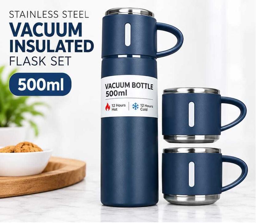 Himon Stainless Steel Vacuum Flask Set with 2 Cups