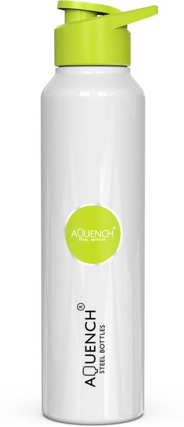 AQUENCH LEAN Timeless White ANTI DUST With Sea Green Cap 1000 ml Stainless Steel Bottle