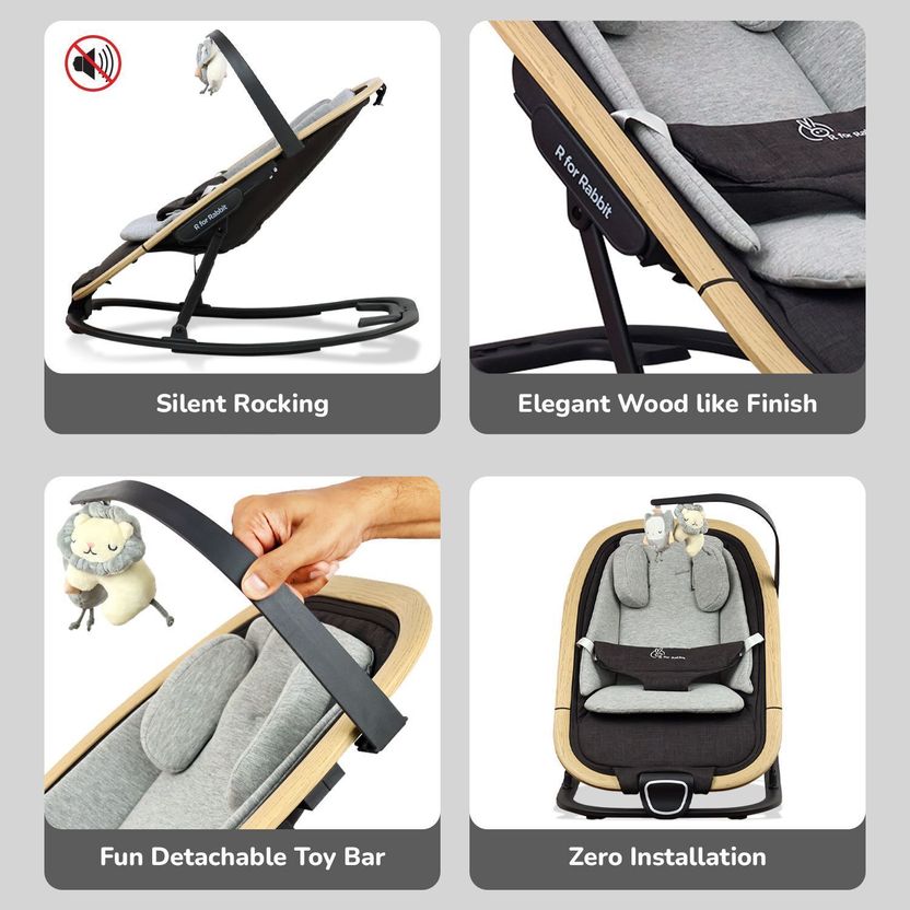 R for Rabbit Rock N Nap Bliss Rocker for Babies with 3 Point Safe...more - Image 2