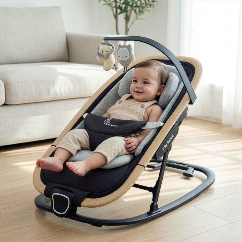 R for Rabbit Rock N Nap Bliss Rocker for Babies with 3 Point Safe...more - Image 1