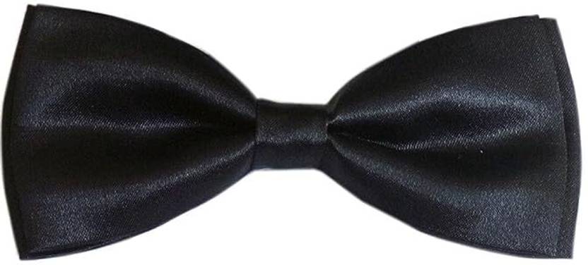 CALIXTO Single Layer Bow Tie For Men and Boys Solid Black Color Reflex Bow
