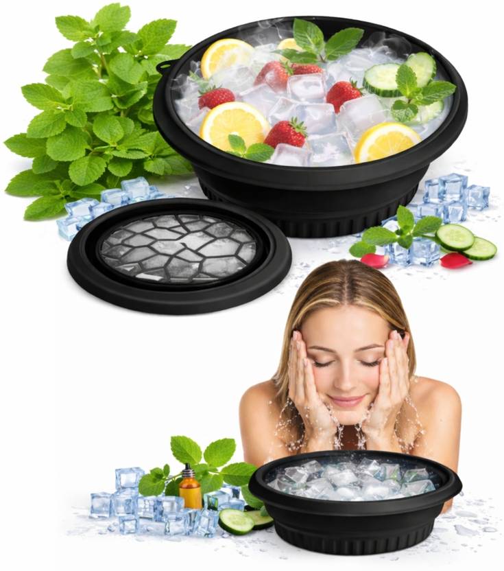 shoppingsmile Silicone Massage Bowl Silicone Face Ice Bowl with Ice Tray Collapsible Ice Bath for Skin Acne & Glow