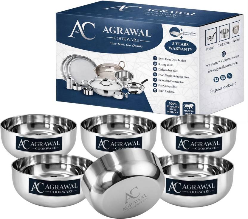 AGRAWAL COOKWARE Stainless Steel Serving Bowl Stainless Steel Serving Bowl Heavy Guage Mirror Finish, Serving Bowls Disposable