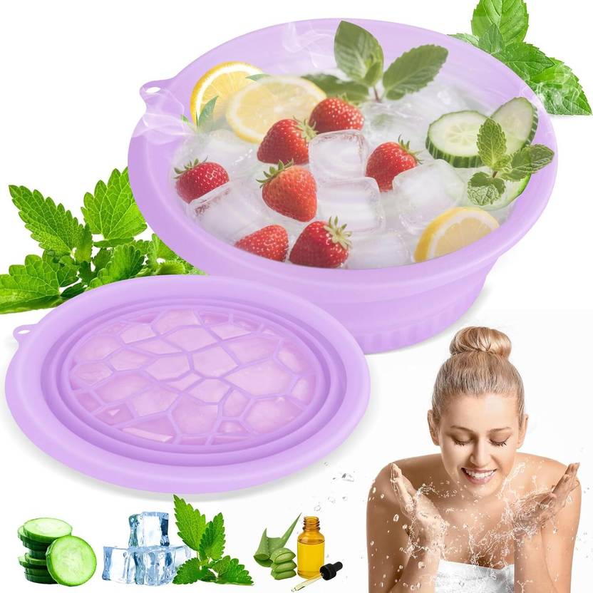 Veroflame Silicone Massage Bowl Ice Face Bowl for Skin Care – Foldable Reusable Cooling Spa Facial Bath Disposable