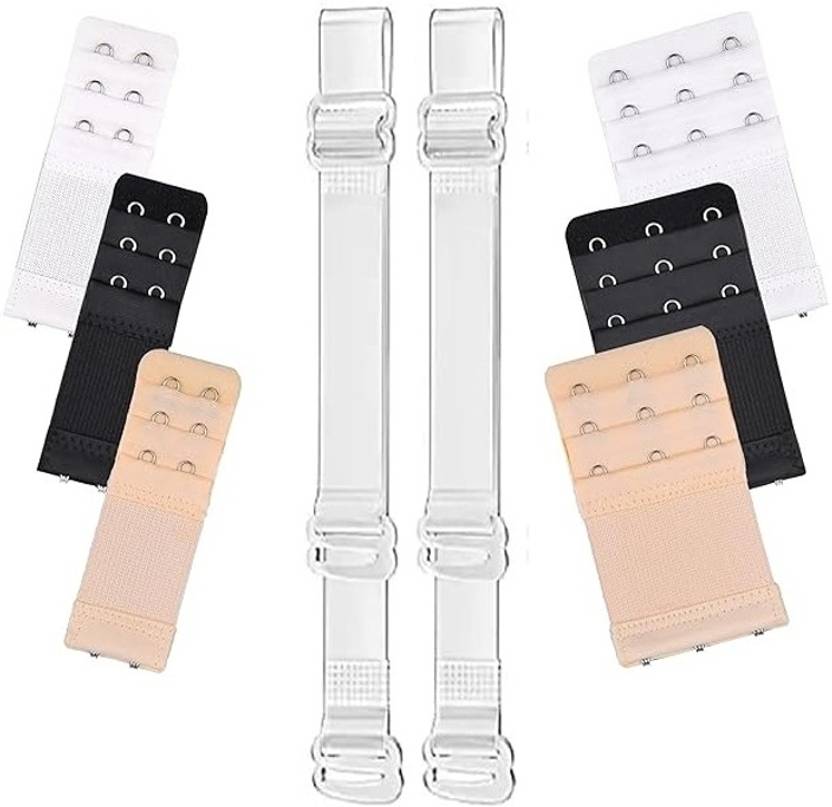 GOPINATH AUTOLINK 6 Pieces Bra Extenders 2 Hook / 3 Hook ,1 pair Transparent Shoulder Bra Strap Hook Extender