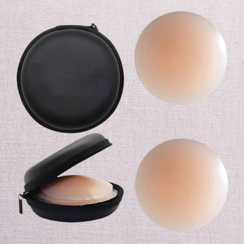 Laxora Women's Silicone Nipple Cover Reusable Thin Adhesive Invisible Breast Cotton Peel and Stick Bra Petals