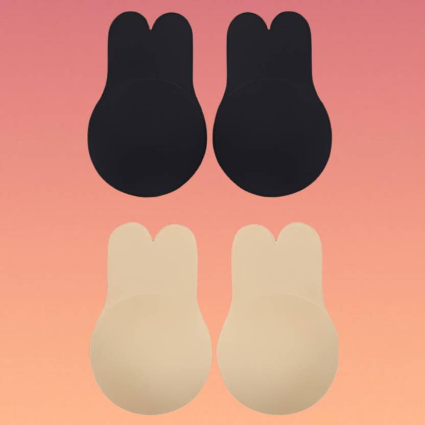Beige, Black Pack of 1 Laxora Reusable Invisible Adhesive Silicone Nipple Protector Silicone Push Up Bra Pads