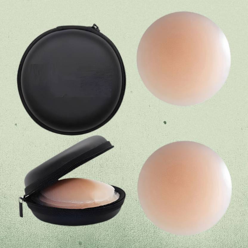 Laxora Women's Invisible Nipple Cover Pads Silicone Adhesive Reusable Breast Cotton Peel and Stick Bra Petals