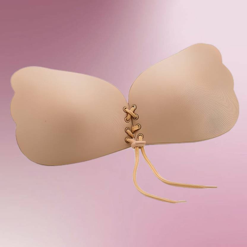 Beige Pack of 1 Laxora EliteLift Women's Sticky Backless Strapless Underwire Padded Bra Cotton Push Up Bra Petals