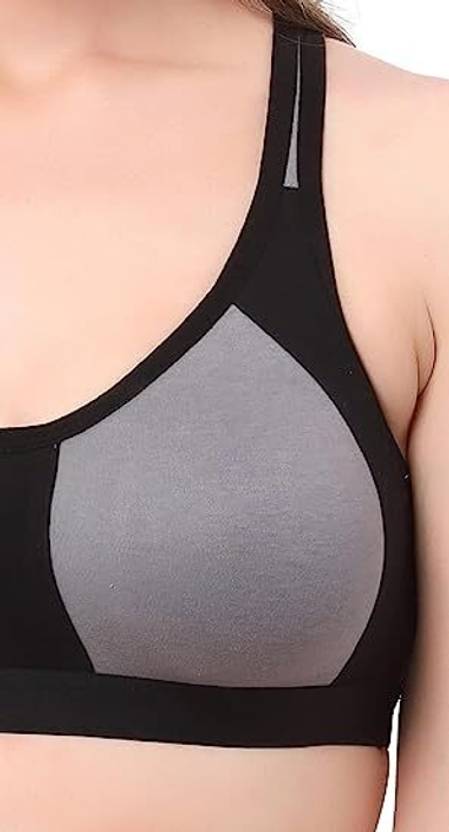 Women Sports Non Padded Bra  (Grey)