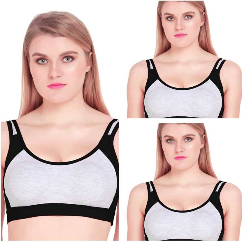 TRENDSKART Pack of 3 Women Sports Non Padded Bra
