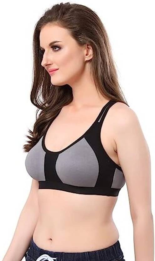 Women Sports Non Padded Bra  (Grey)