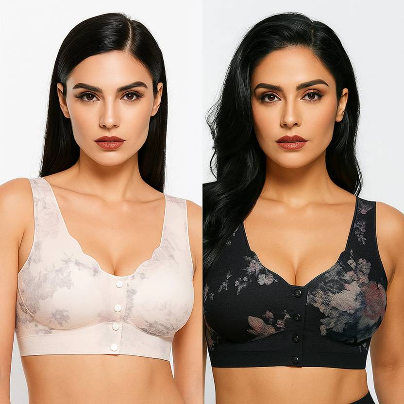 Boddify Pack Of 2 Non-Wired Padded Bra Daily Wear Innerwear Women Bralette Lightly Padded Bra