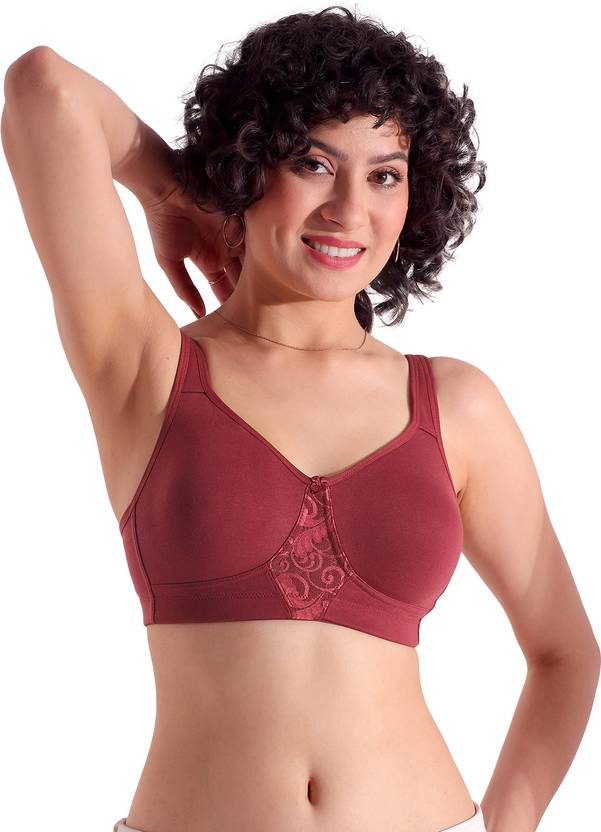 kalyani Double Layered Cups Center Lace Full Coverage Seamless Bra Women Full Coverage Non Padded Bra