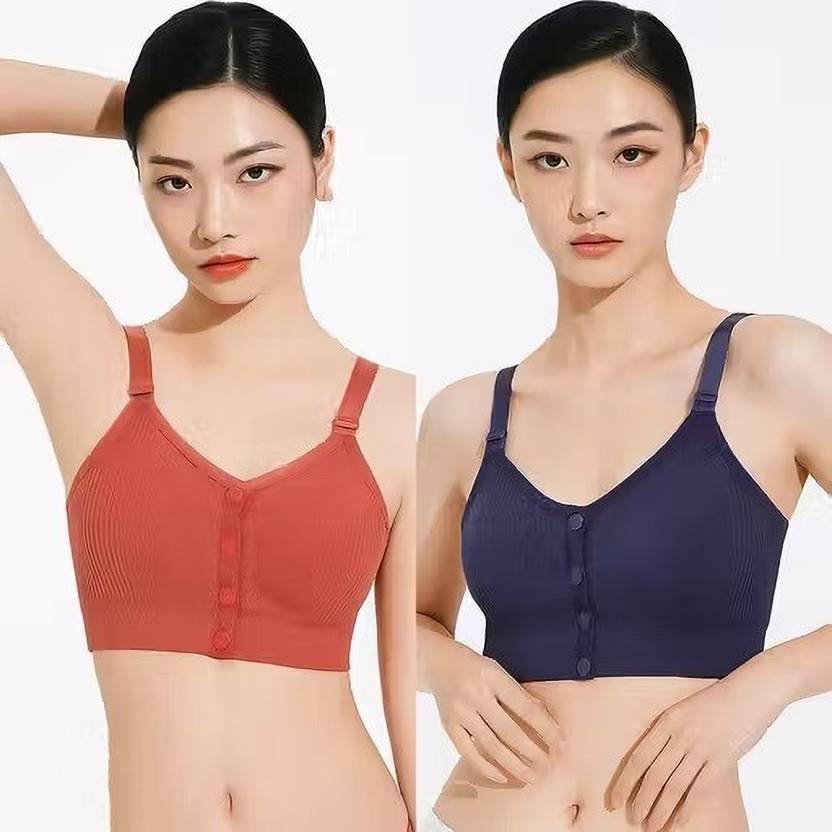 Boddify Comfort Rib Front Button Bralette Women Bralette Lightly Padded Bra