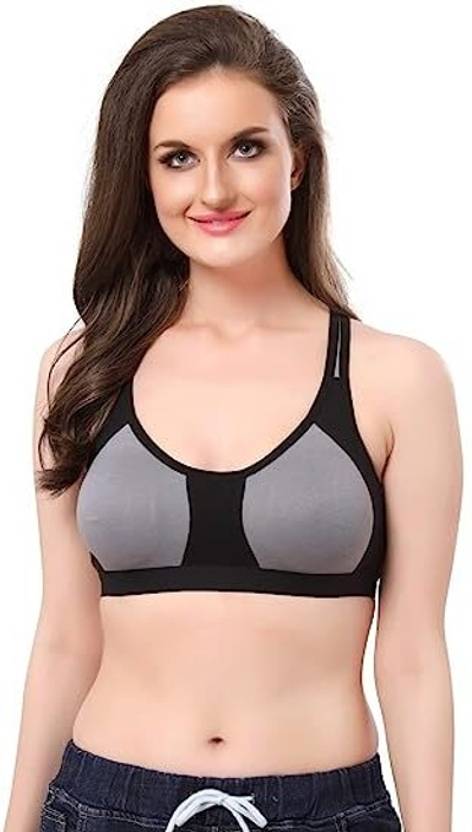 Women Sports Non Padded Bra  (Grey)