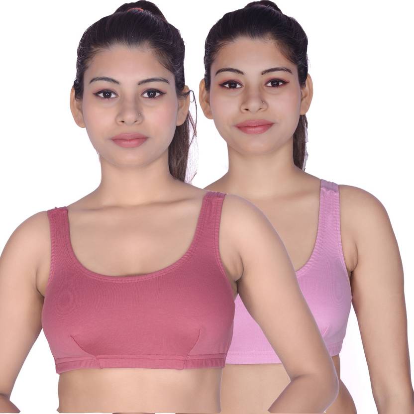 GLOWBODY SANIA CHOPRA SPORT BRA VERY SOFT COMFORT SKIN TOUCHLESS ELASTIC PACK-2 Women Everyday Non Padded Bra
