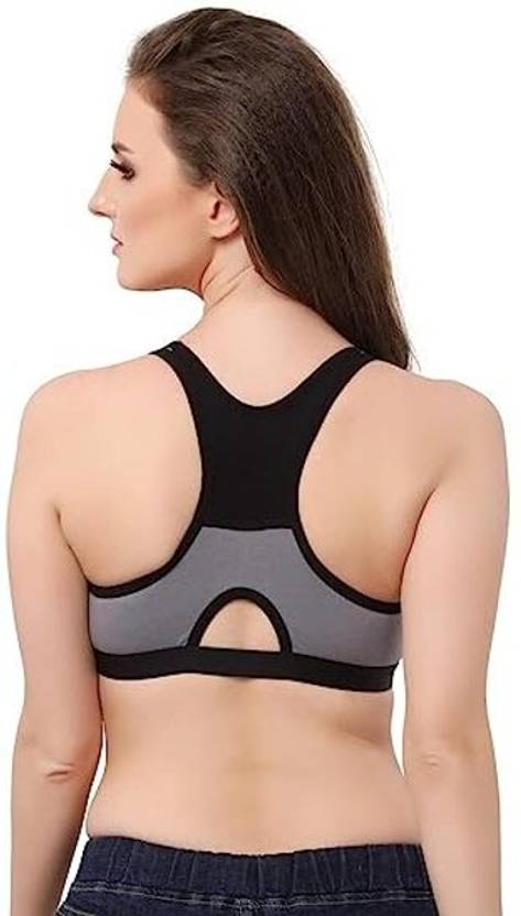 Women Sports Non Padded Bra  (Grey)