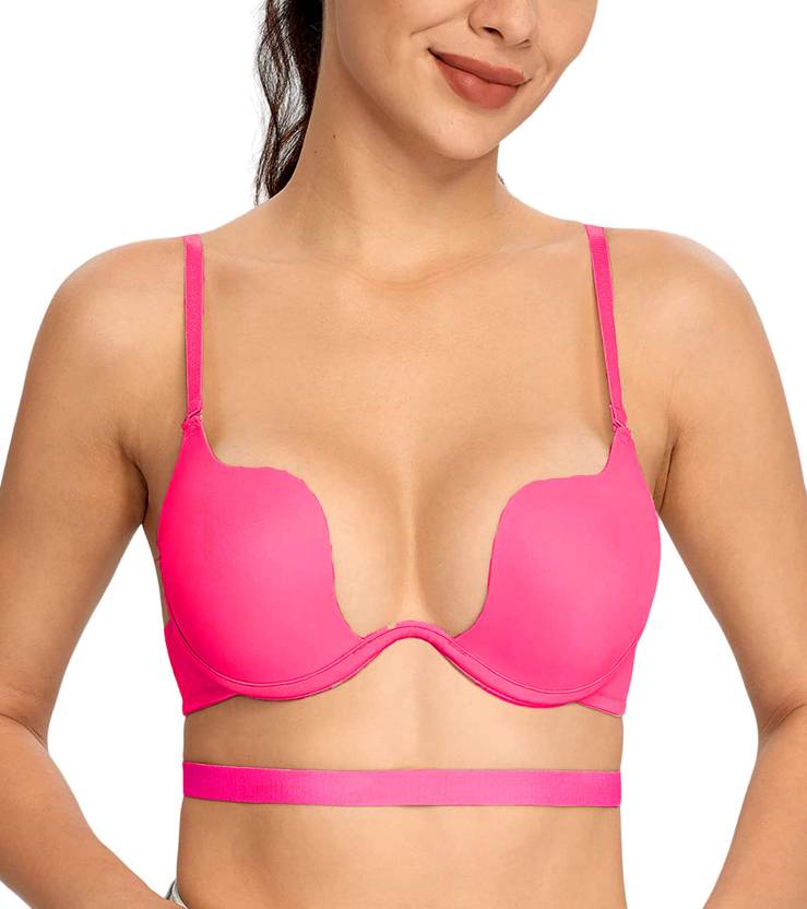 Shihen Women's Deep U Underwire Multi-Way Push Up Convertible Low Cut Plunge Bra Women Plunge