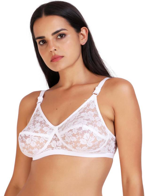 BENCOMM by Nude Lace Net Transparent Bridal Bra Nude Lace Net Transparent Bridal Bra Women Full Coverage Lightly Padded Bra