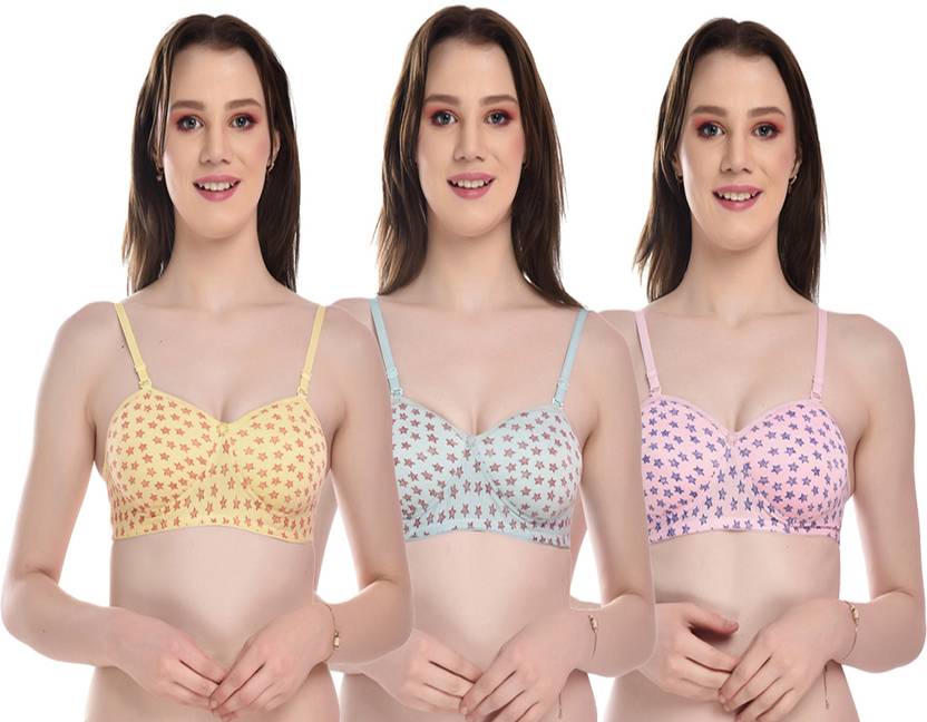 ALYANA Woman's Innerwear Set Cotton Bra Combo Set Non Wired Star Padded