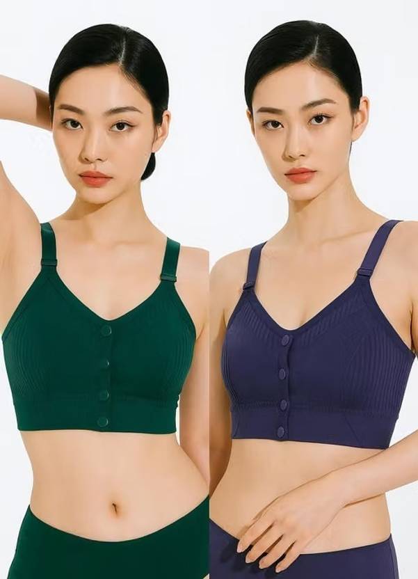 Boddify Comfort Rib Front Button Bralette Women Bralette Lightly Padded Bra