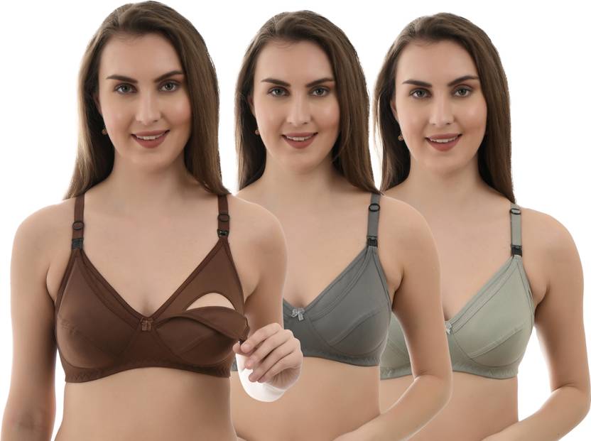 Bilqis Pack of 3 Women Maternity/Nursing Non Padded Bra