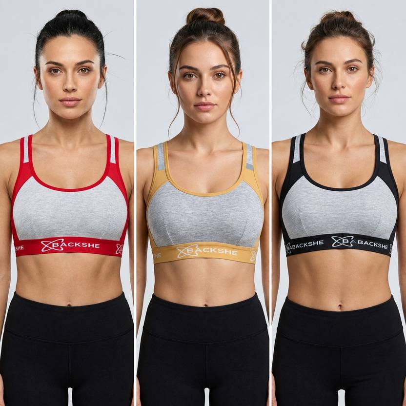 SF ENTERPRISES GYM - RED-BLACK-SKIN Women Sports Non Padded Bra