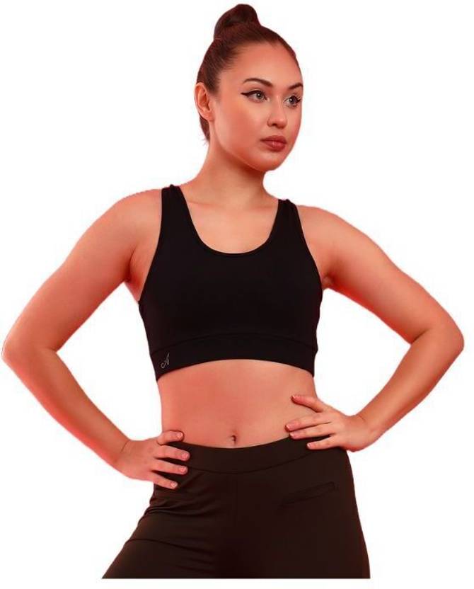 ANUSHIL Women Solid Cotton 4 Way Strechable Non Wired Racer Back Sports Bra Women Sports Non Padded Bra