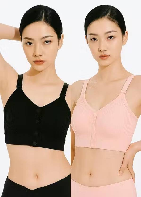 Boddify Comfort Rib Front Button Bralette Women Bralette Lightly Padded Bra
