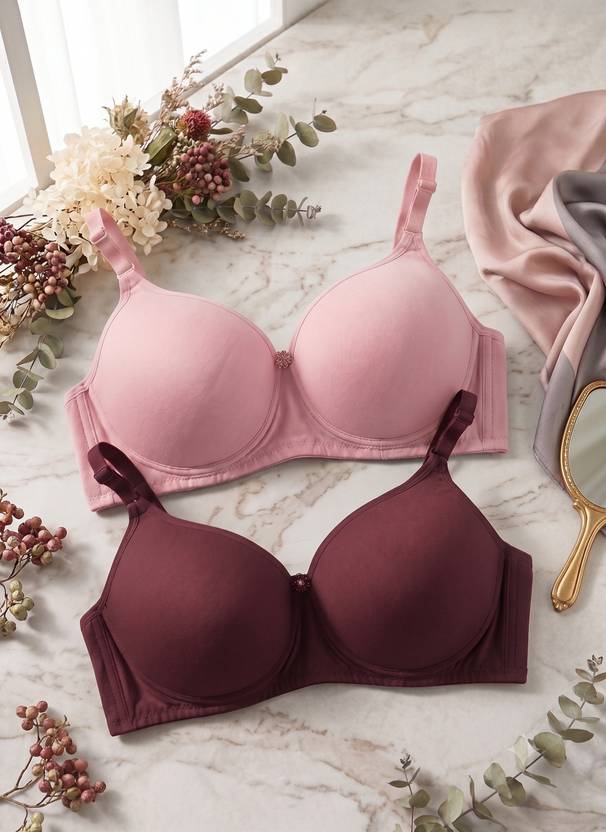 Emavic Pack of 2 Women T-Shirt Lightly Padded Bra