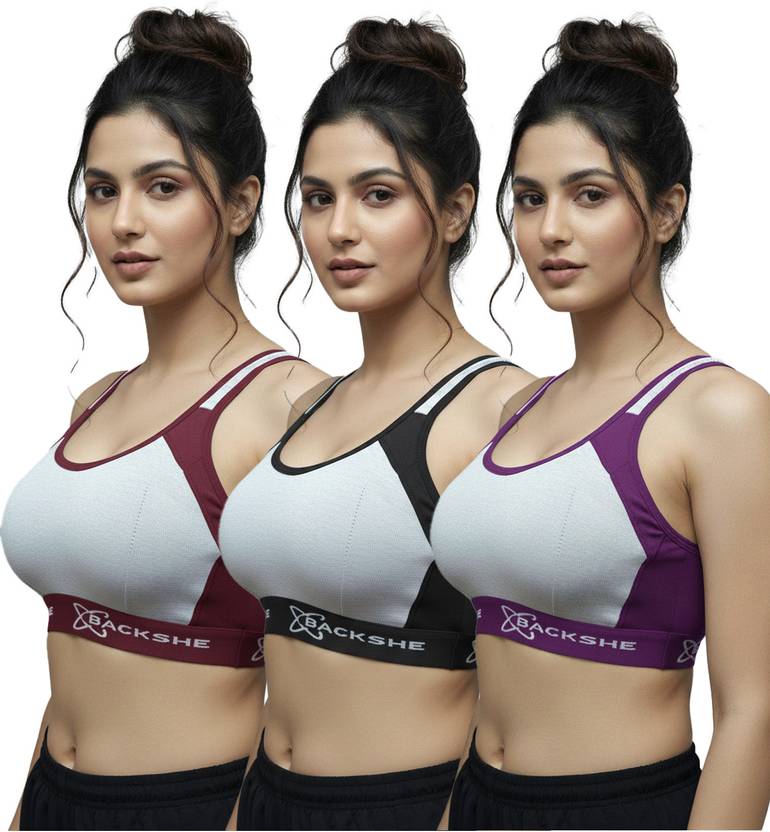 SF ENTERPRISES Pack of 3 Women Sports Non Padded Bra
