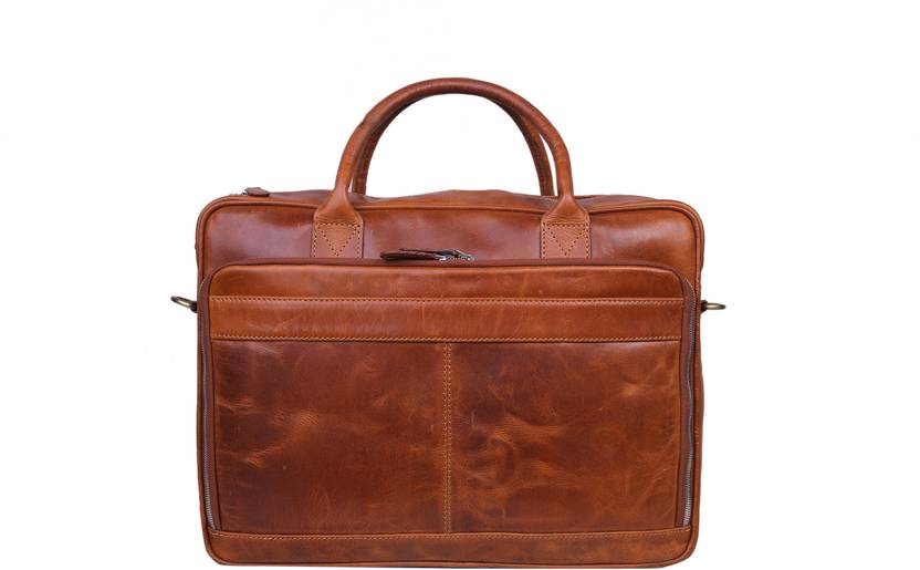 Craftsmen Sleek Leather Laptop Sleeve Medium Briefcase - For Men & Women