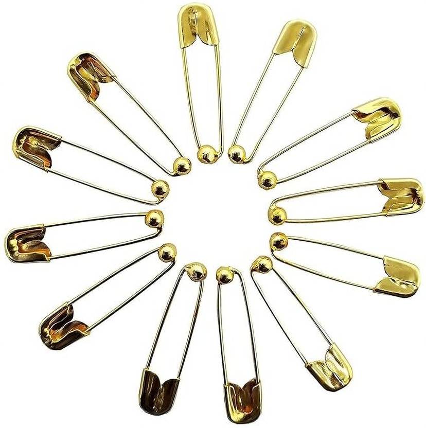 AKIKOAOKI Premium Pearl-Bead Gold Safety Pins for Saree Pleat & Brooch Pinning Brooch